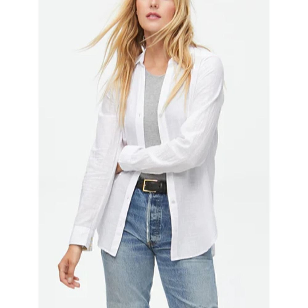 Michael Stars Joanna Lightweight Button Down Shirt - White - Picture 2 of 10
